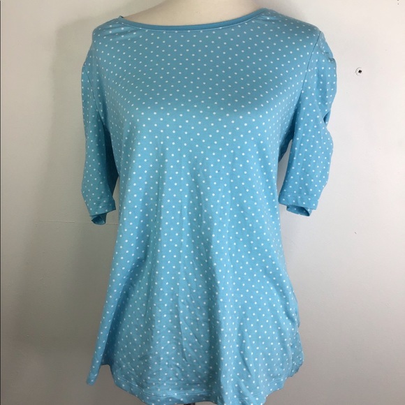 Isaac Mizrahi! Polka-Dot Ruched Knit Top NEW - Picture 3 of 6